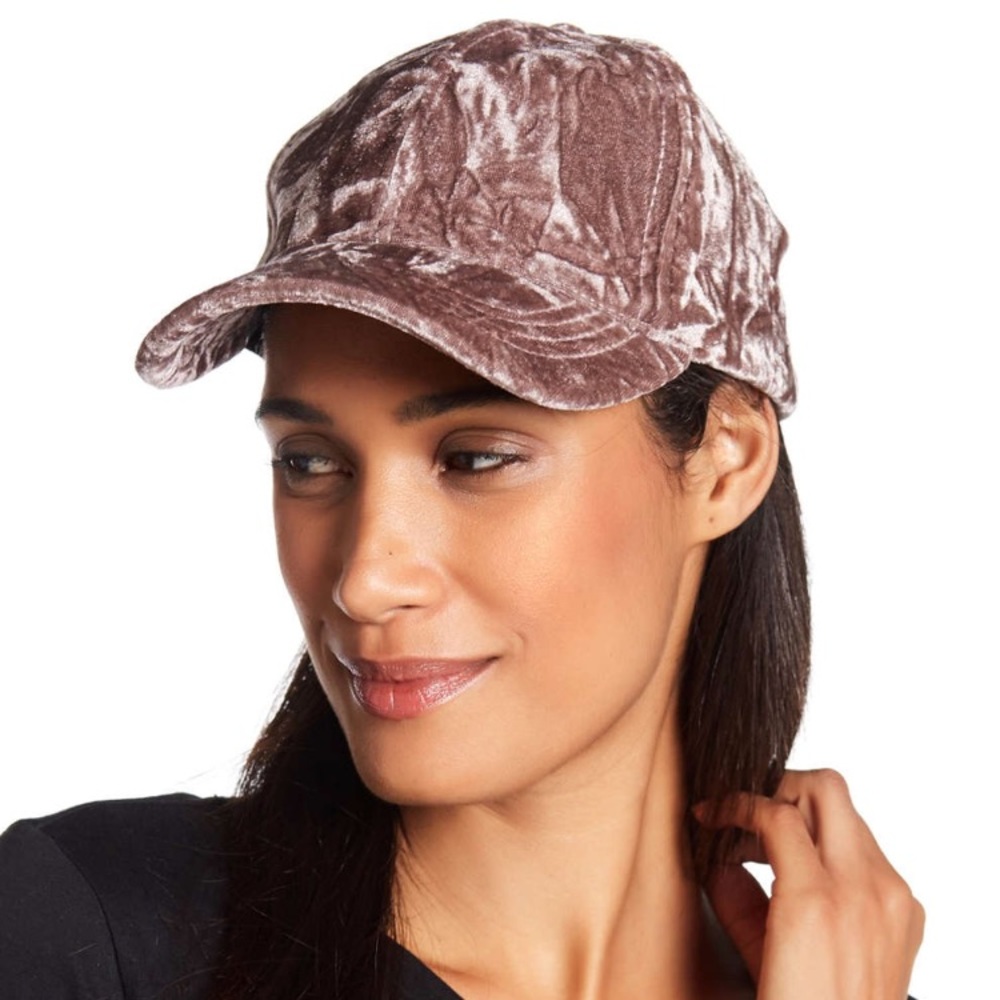 BCBG Lace Up Velvet Baseball Hat